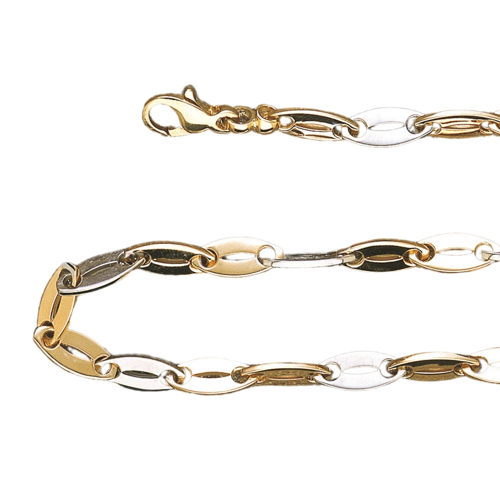Collier ou bracelet maille plaquette ogive repercée