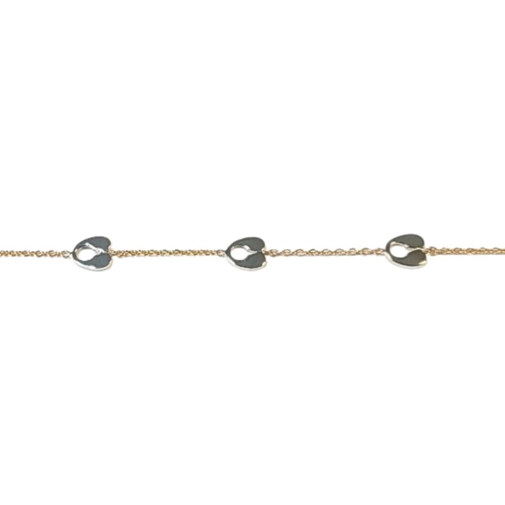 Collier ou bracelet chaînette et 3 motifs cœur