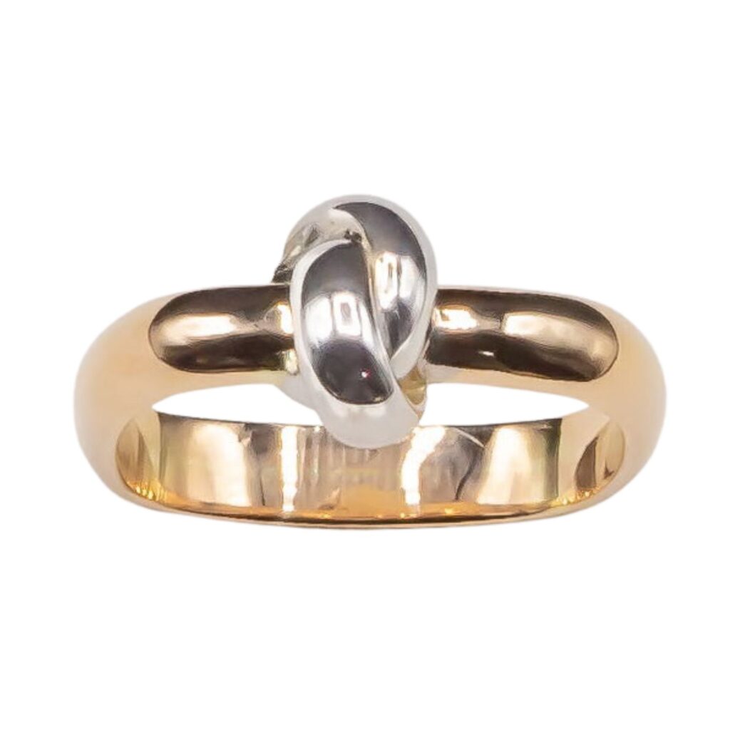Bague carrée 1/2 jonc motif nœud