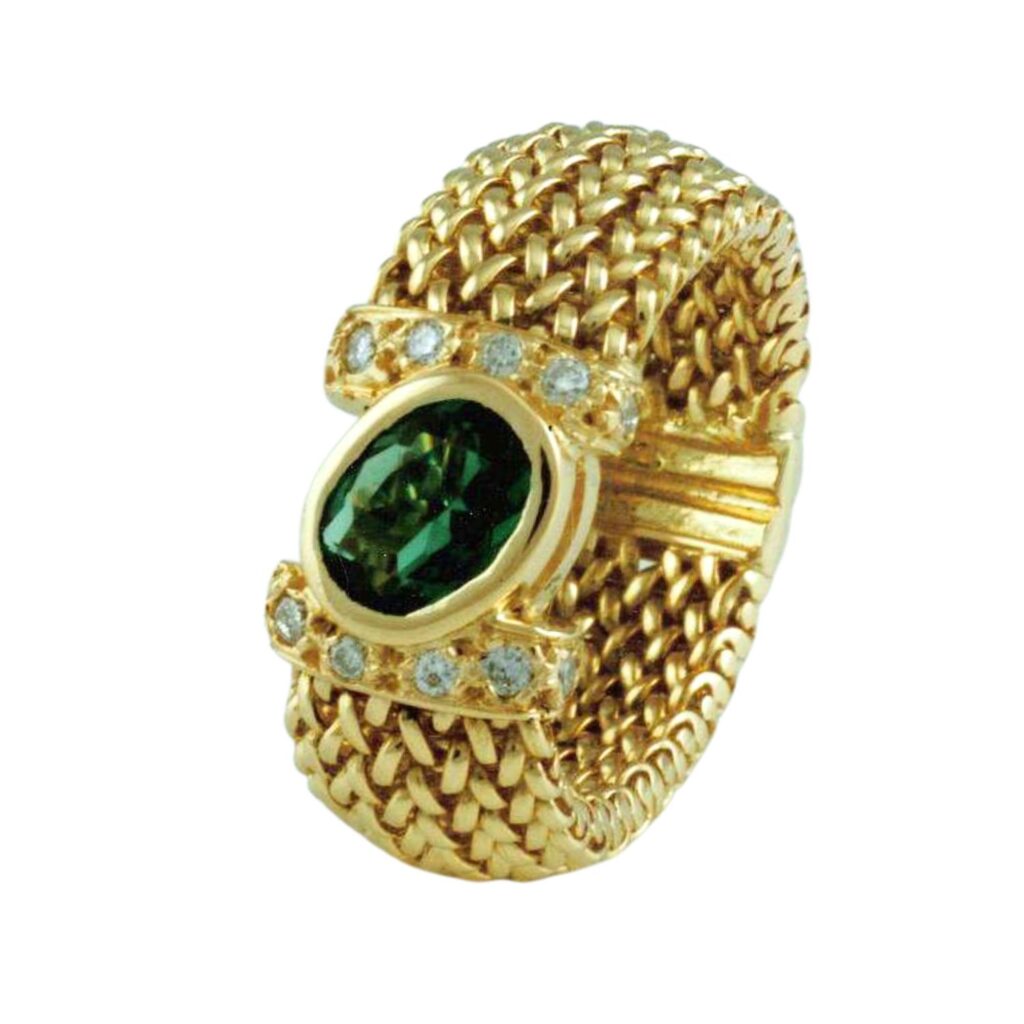 Bague polonaise tourmaline verte