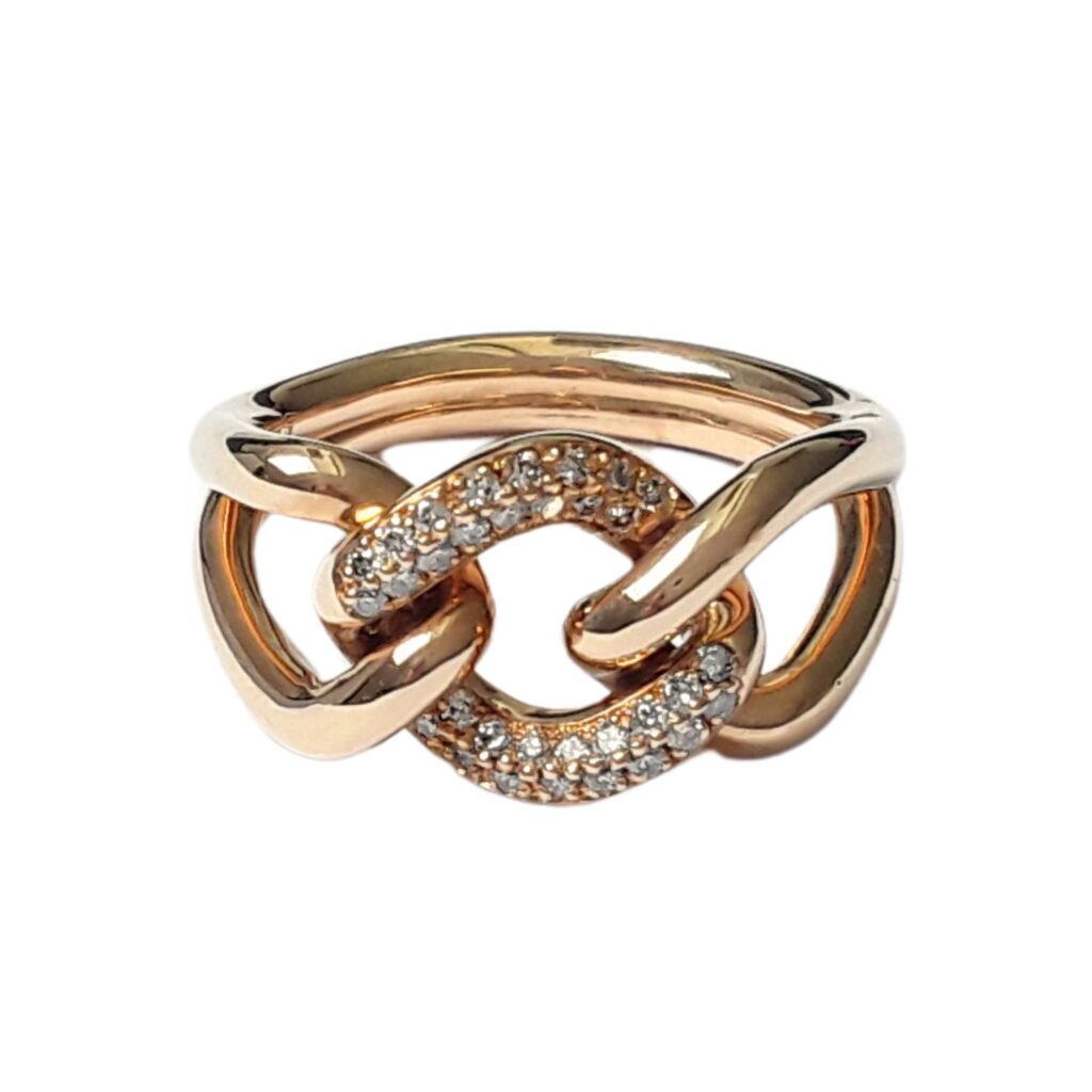 Bague gourmette ronde diamants or jaune