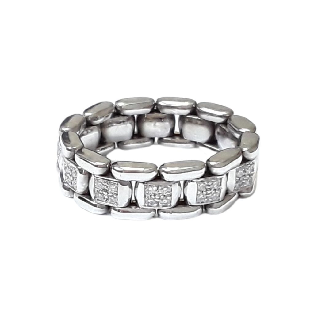 Bague grains de riz DTS or gris